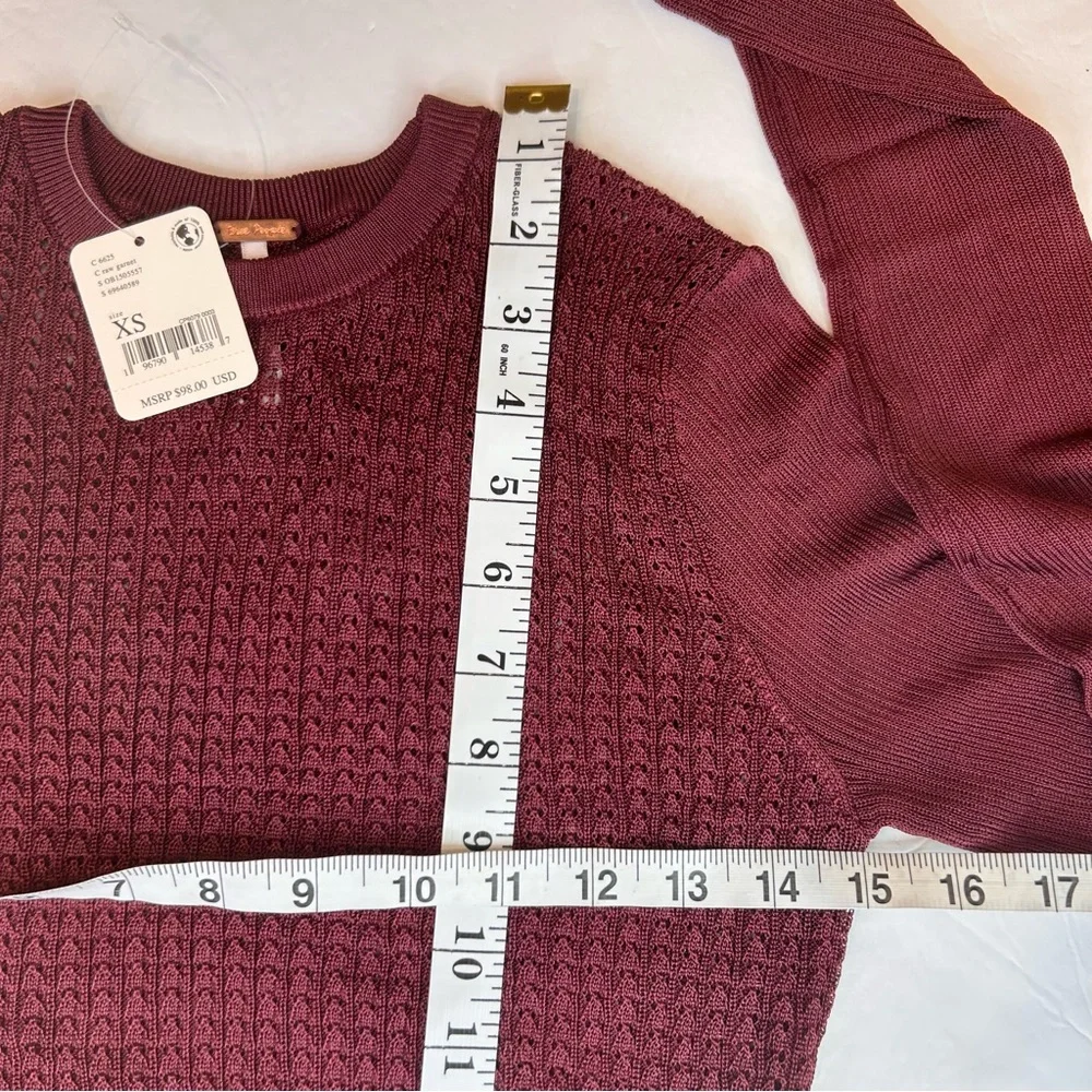 NWT FREE PEOPLE H20 CREW NECK PULLOVER  SWEATER TOP RAW GARNET. XS